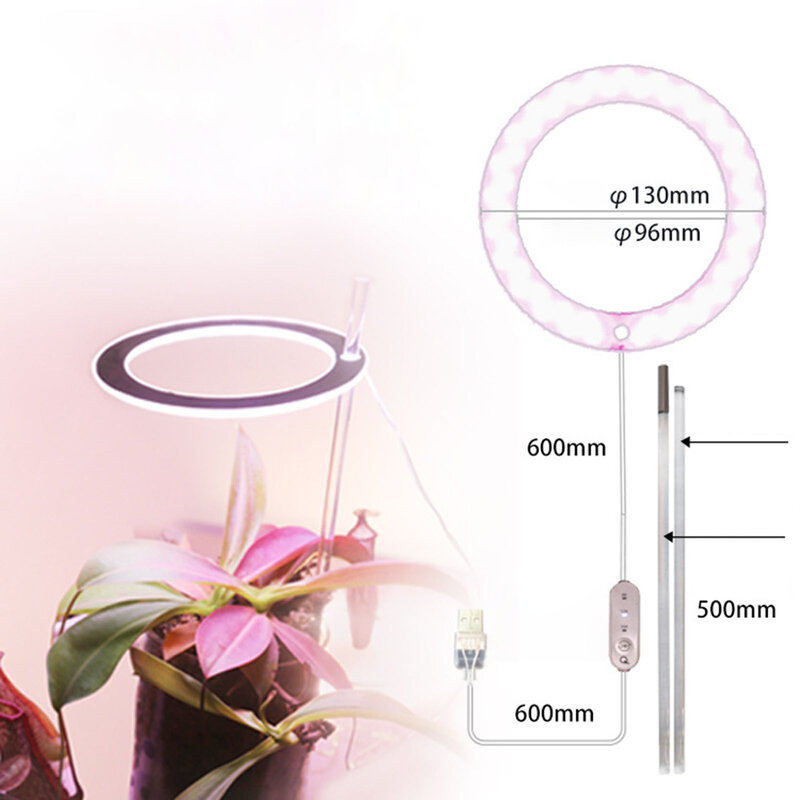 Grow Light Full Spectrum Plants Small Growth Light Succulents Brighten Color Ring Light For Indoor Plants Plant Growth Lamp