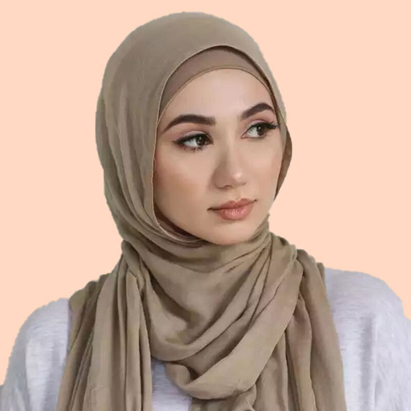 ออกแบบใหม่ Headscarf 190*85ซม.น้ำหนักเบา Breathable ผ้าพันคอเย็บ Trim เรยอน Hijab การจับคู่สีด้านล่าง Ha