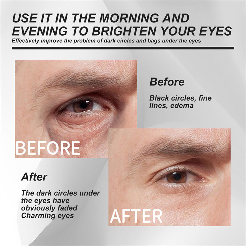 Crema de ojos para hombres, removedor de bolsas de Ojos de ojeras debajo de los ojos, crema antienvejecimiento ajustada, Reduce las líneas finas, maquillaje para el cuidado de la piel