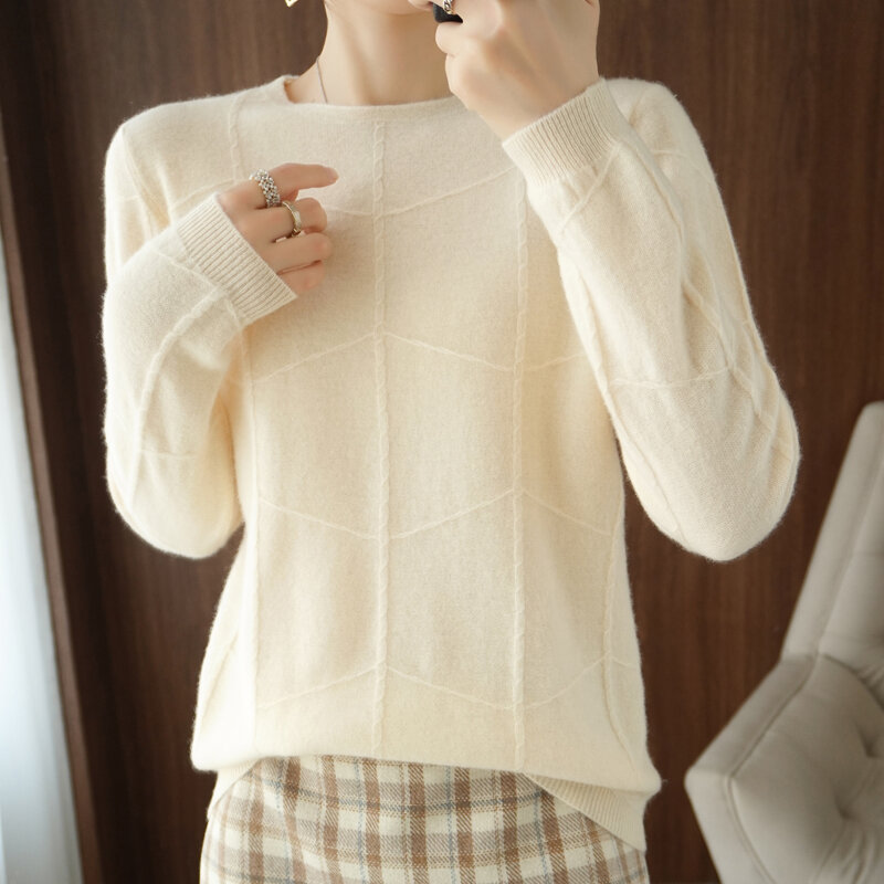 Damski sweter z okrągłym dekoltem jesień/zima 2022 nowy sweter z dzianiny w stylu Casual Top duży rozmiar z długim rękawem damska kurtka koreański