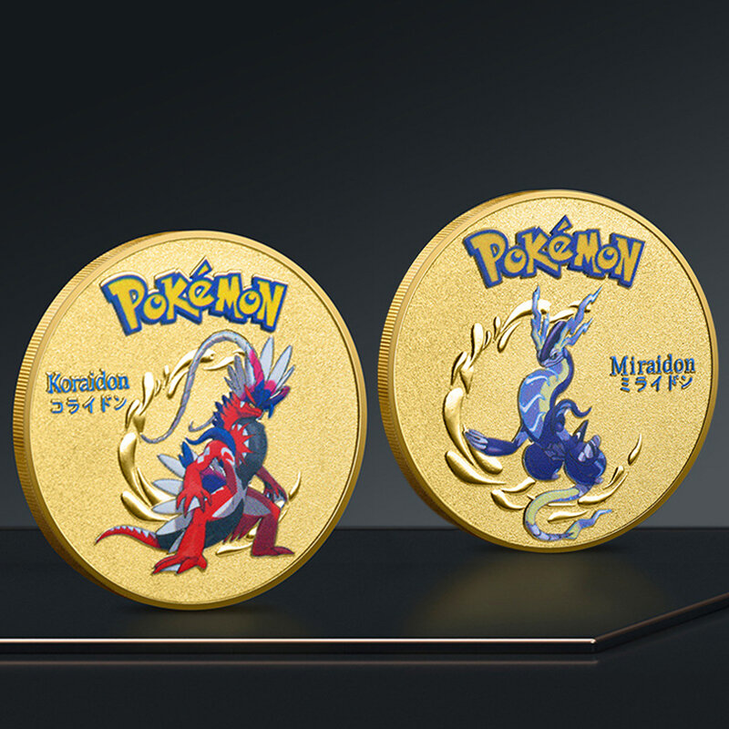 Mewtwo Charizard Pikachu-Juego de monedas de Metal de Pokémon dorado, tarjeta de Anime, medallón conmemorativo violeta escarlata, regalo coleccionable de Pokeball