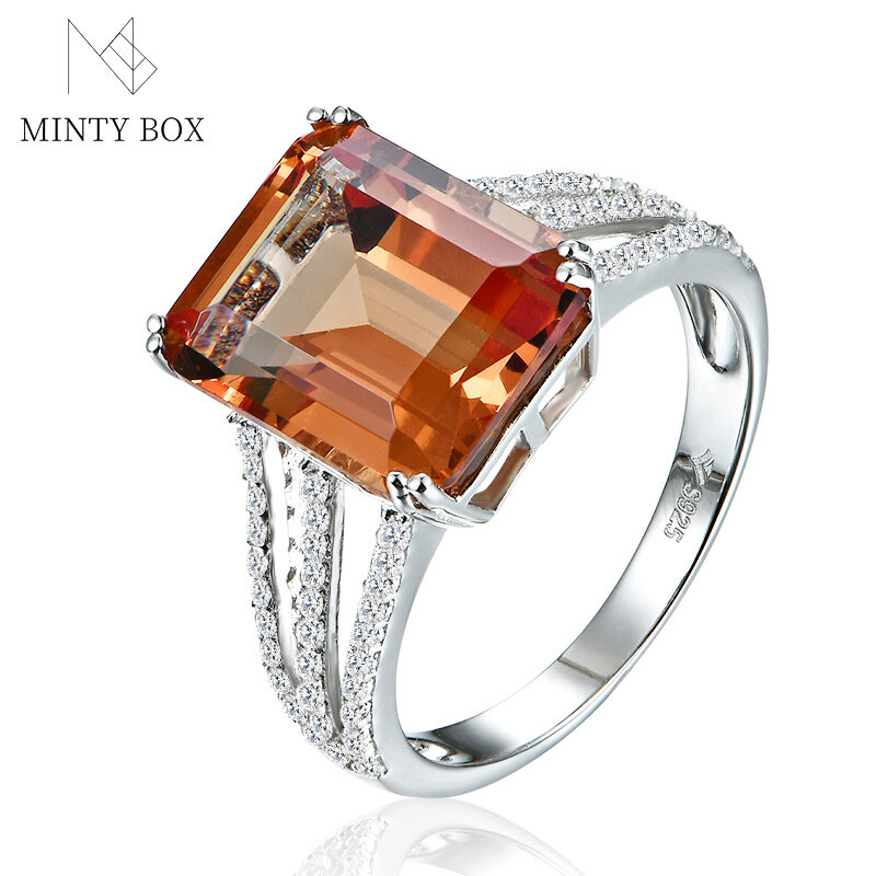 MINTYBOX Zultanite 925 Cincin Perak Murni Perhiasan Bagus 6.3 Karat Dibuat Diaspore Gaya Klasik untuk Wanita Pernikahan Pertunangan