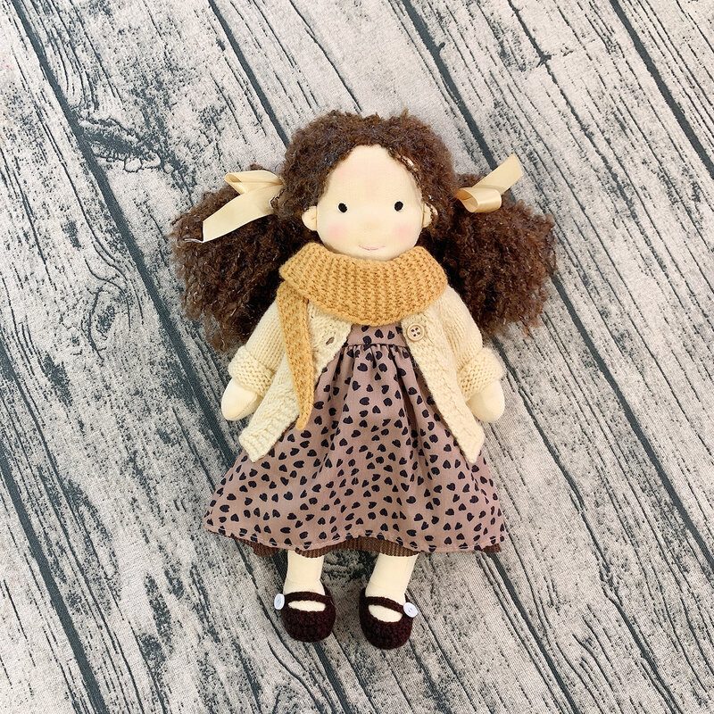 12 "waldorf inspirado boneca artesanal recheado de pelúcia boneca menina brinquedo boneca crianças bonito menina bonecas (elisa)