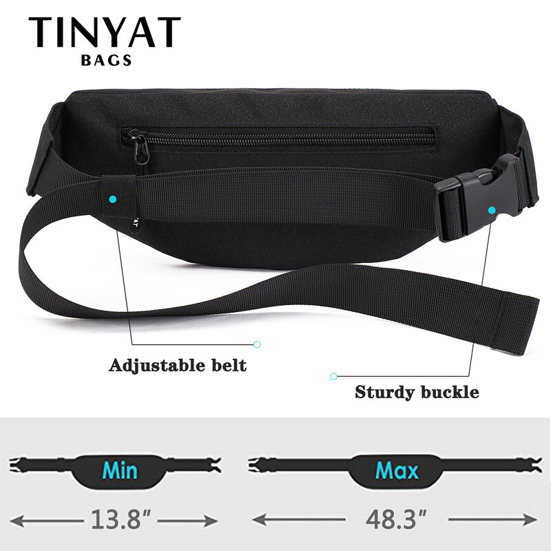 TINYA Canvas Men Fanny Pack waterproof Outdoor Sports Banana Waist pack male Black Chest Pack Teenager Crossbody Phone Pouch Bag