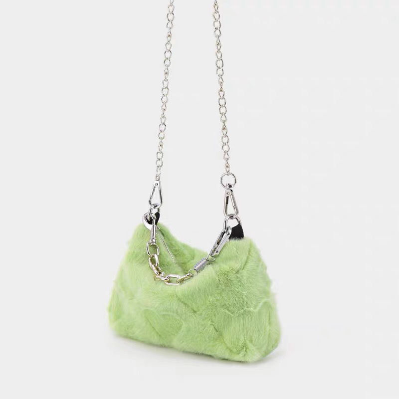 Xiuya Plush Heart Y2k Handbags for Women Fashion 2022 Soft Casual Shoulder Bag New Babes Street Chain Coin Purse Bolso Mujer