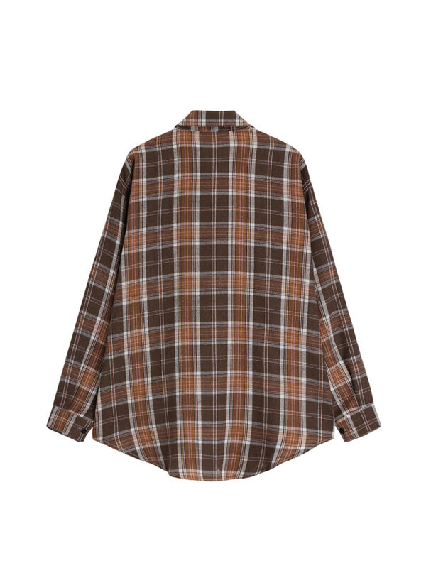 Classic Black Check Thin Shirt Women Spring Autumn New Retro Hong Kong Style Office Casual Chic Loose Cardigan Blouse Top Female