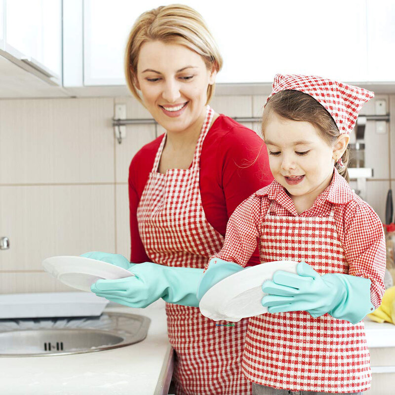Magic Silicone Dishwashing Gloves Scrubber Dish Washing Sponge Rubber Scrub Gloves Kitchen Cleaning Tools 1 Pair Soft