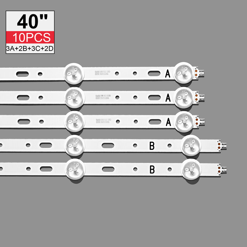 Barra de retroiluminação LED, 40d1333b, 40l1333b, 40pfl3208t, lta400hm23, svs400a79 4led a b c d 5led, 1 120712, novo, 10 peças/conjunto