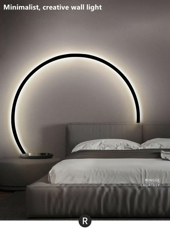Proste koło dekoracja do tła lampy nowe nowoczesne kinkiety LED salon sypialnia lampki nocne korytarz oświetlenie nocne