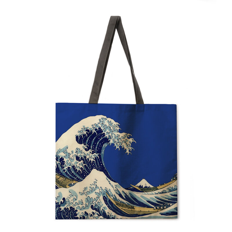 Ukiyoe borsa stampata borsa casual da donna borsa a tracolla da donna borsa per la spesa pieghevole borsa da spiaggia