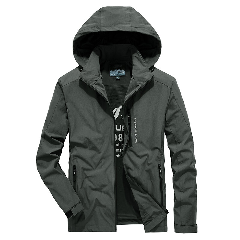 男性用フード付きカジュアル3層ジャケット,用途の広いジャケット