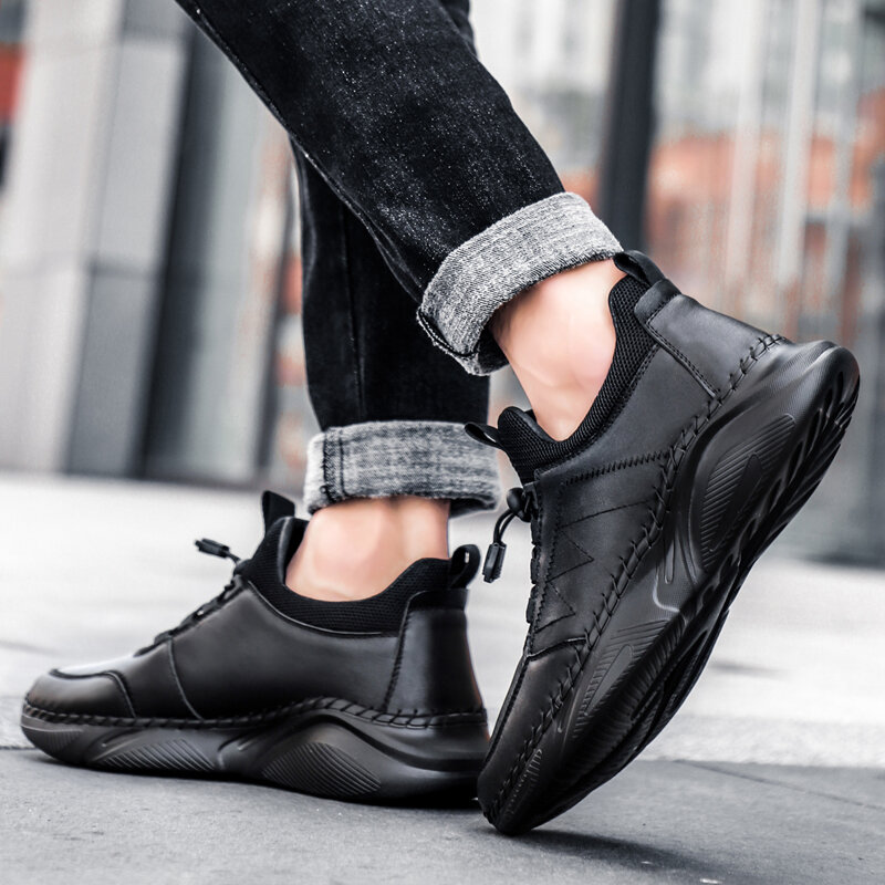 Scarpe Casual da uomo in pelle di alta qualità in vera pelle leggera autunno inverno Sneakers Outdoor 2021 stivali da passeggio maschili scarpe da uomo
