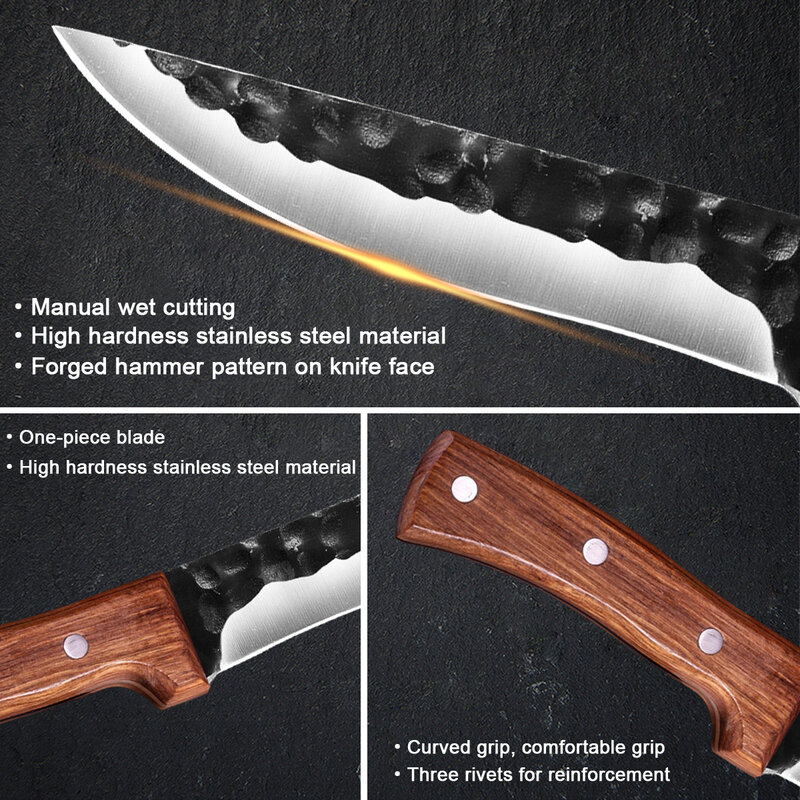 6.5 "Forged มีดสแตนเลสสตีลมีดมีดเชฟมืออาชีพ Fish Filleting Meat Cleaver เครื่องมือทำอาหาร