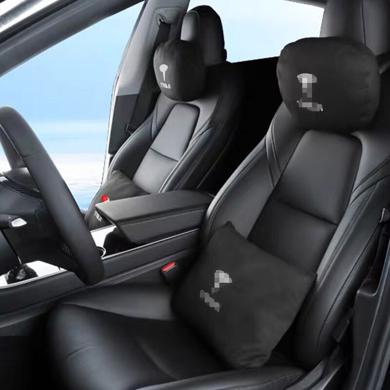 Appui-tête pour Tesla 3Y S X, siège de voiture à mémoire douce, oreiller de cou confortable, coussin de style, Logo, accessoires
