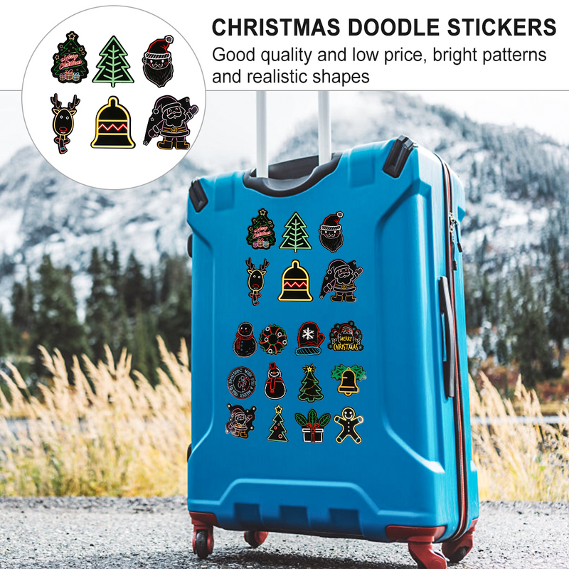 100Pcs Suitcase Decals Decorative Stickers Fridge Sticker (Black)