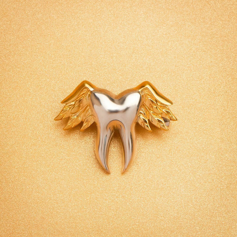 Harong médico dente broche requintado suave prata chapeado ouro cor asas pino de metal para odontologia doutor enfermeira casaco crachá