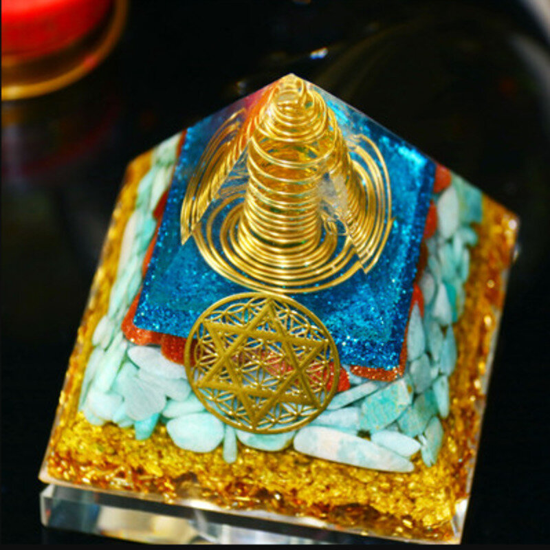 Original chakra energia cristal orgon pirâmide ornamento cura espiritual retro jóias decoração ametista lapis resina artesanato