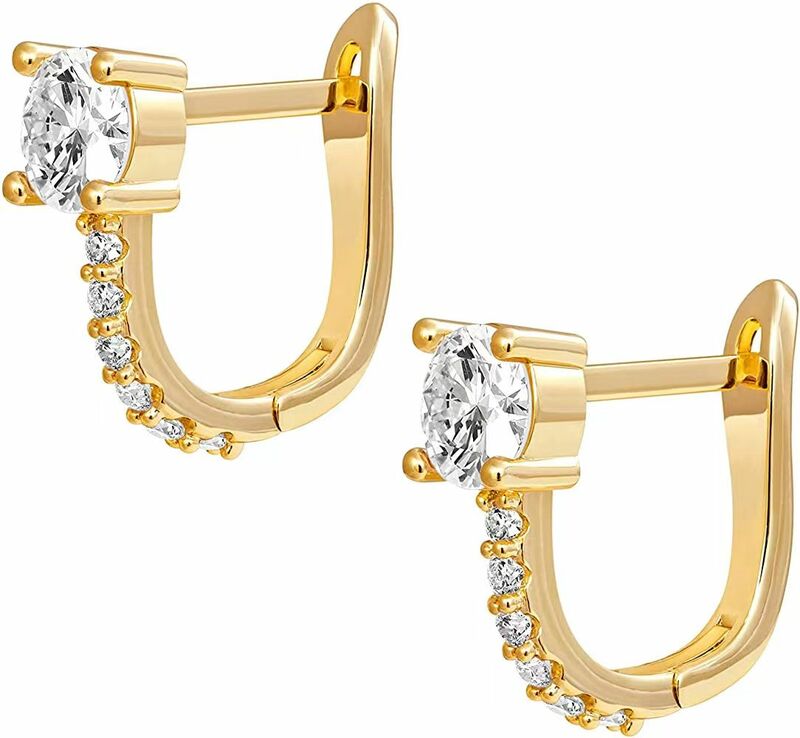 Classi14K Gold Plated Korean Alloy Post Ultra Thick Huggie Earring Women's Mini Hoop Earrings Gold Plated Small Hoops Girls Gift