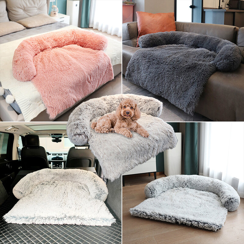 Letto per cani in peluche invernale cuscino per letto per gatti caldo copertura rimovibile letto per cani con cerniera cuscino per cani lavabile divano letto tappetino per cuccioli per cani di taglia grande