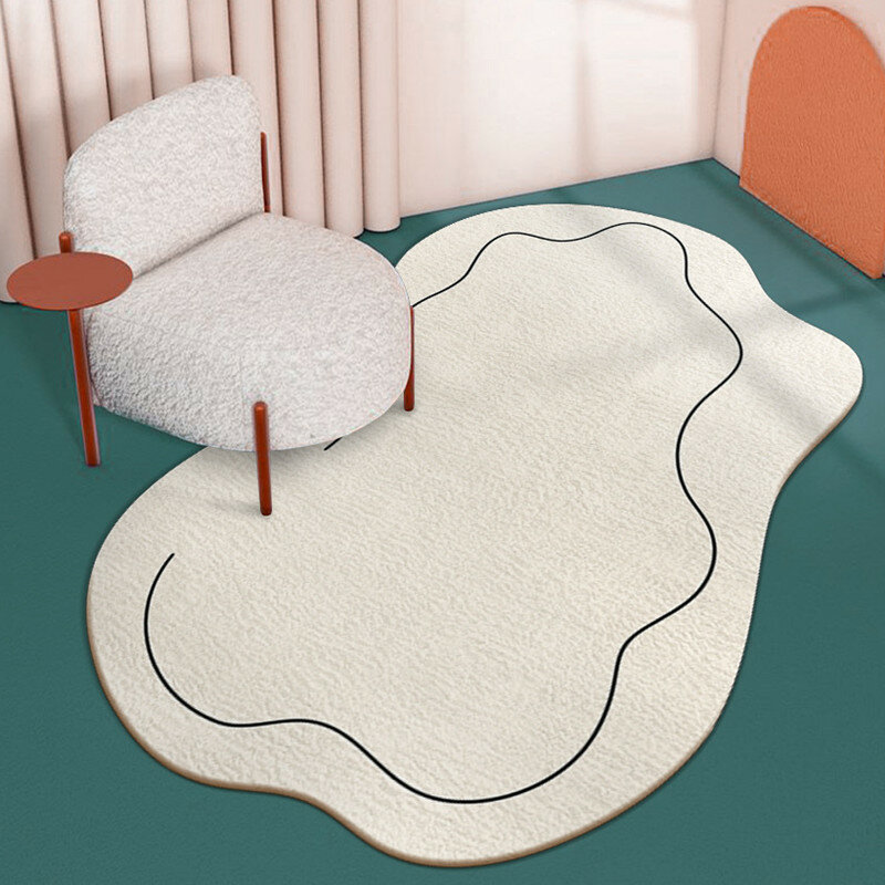 푹신한 플러시 카펫, 부드러운 거실 크림 구름 카펫 장식 사진 카펫 침실 불규칙한 카펫