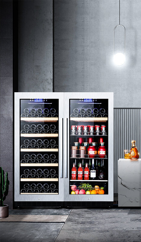 와인 및 음료 쿨러 쿨러 듀얼 존 냉장고, 맥주 바 냉장고 압축기 와인 셀러