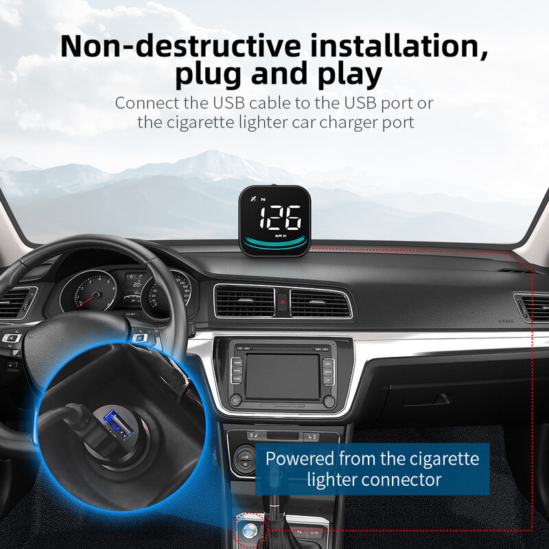 Pantalla GPS HUD automática para coche, proyector con velocímetro, alarma, recordatorio, brújula, fatiga por exceso de velocidad, recordatorio de conducción, accesorios para coche