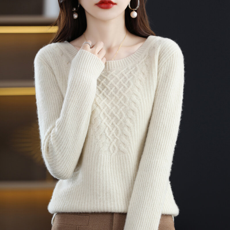 Baru Musim Gugur dan Musim Dingin Australia Yang Indah Budak Wanita Kaos Oblong Jacquard Sweater Menebal Sweater Wol Longgar dan Comfortab