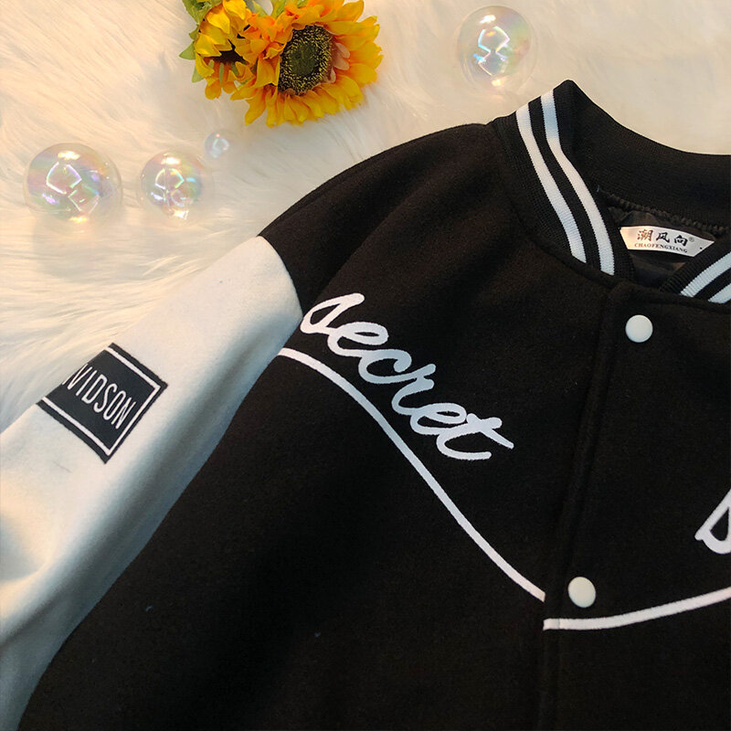 Streetwear สะโพก Hop Harajuku เครื่องแบบเบสบอลอเมริกัน Street ฤดูใบไม้ร่วงฤดูหนาวเสื้อแจ๊คเก็ตเบสบอล Retro สีเขี...