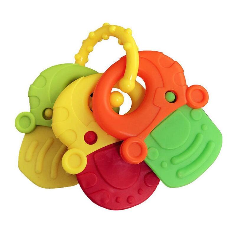 Sonaglio massaggiagengive giocattoli per bambini giochi educativi per bambini giocattoli per sonagli in Silicone per uso alimentare massaggiagengive per denti neonati 0-12m T7C9