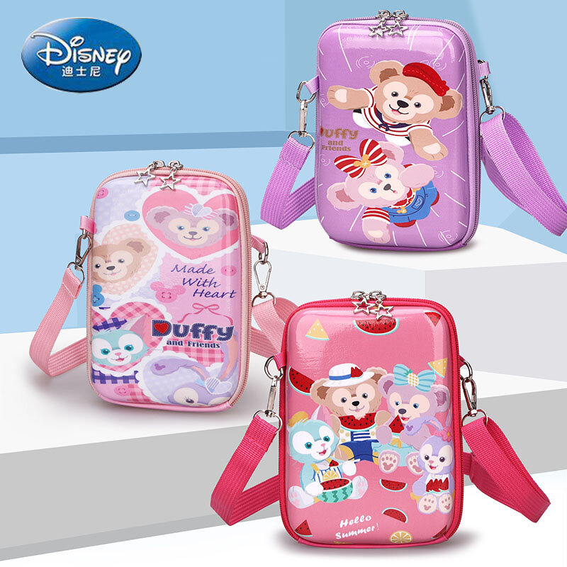 Disney Cartoon Duffy Bear Girl Coin Purse Zipper Waterproof High Quality Mobile Phone Bag Cute Girl One Shoulder Messenger Bag