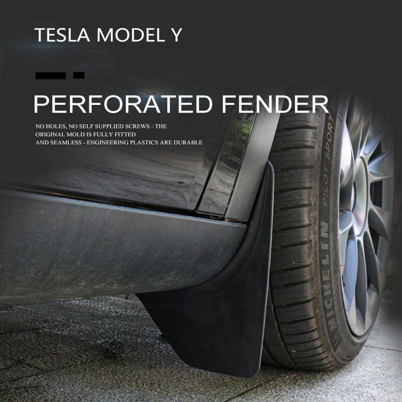 4 Buah Sepatbor Pelindung Pabrik Asli Tutup Lumpur untuk Model Tesla Y 2022 Pelindung Roda Belakang Depan Aksesori PP TPE