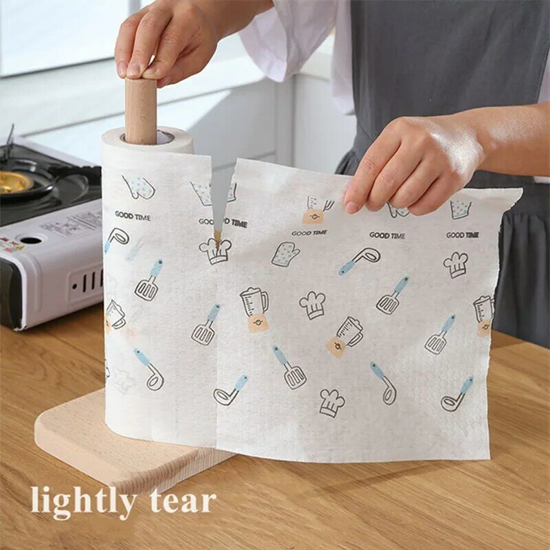 50 Pcs/Roll Kitchen Towels Kitchen Cleaning Dish Cloth Reusable Lazy Rags Hand Towel Supplies Absorbent Organic Dish Cloth