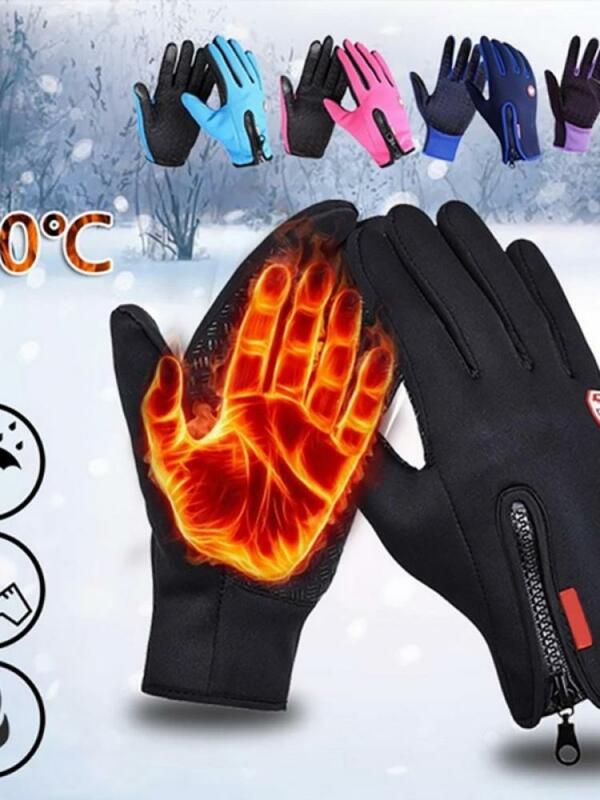 New Winter Men'S And Women'S Outdoor Cycling Sports Plus Velvet Cold-Proof Touch Screen Warmth Padded Gloves