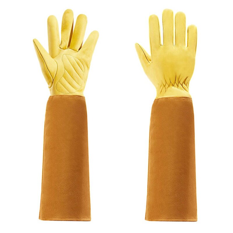 2 pary rękawice ogrodowe dla kobiet i mężczyzn Thron Proof Rose przycinanie rękawice ze skóry bydlęcej-S & M