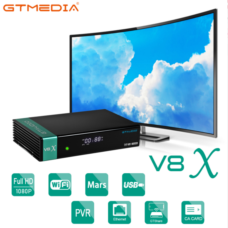 GTMEDIA-جهاز استقبال الأقمار الصناعية مع المدمج في واي فاي ، ودعم بطاقة CA ، ترقية البرامج الثابتة الجديدة ، المدمج في GTplayer ، V8X ، DVB-S ، S2 ، S2X ، 2.4G