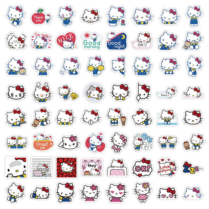 Autocollants de dessin animé Hello Kitty Anime pour enfants, décalcomanies graffiti pour filles Kawaii, autocollant de décoration pour ordinateur portable, jouet mignon, 10 pièces, 30 pièces, 50 pièces, 120 pièces
