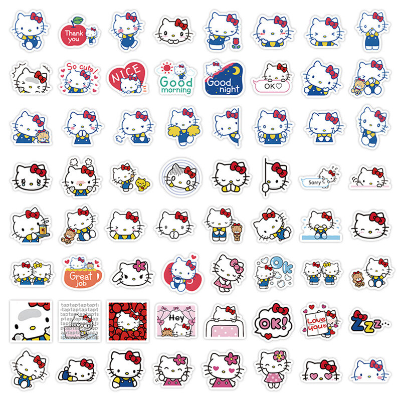 Cute Cartoon Olá Kitty Anime Adesivos para Meninas, Decalques Graffiti, Notebook, Decoração Laptop, Brinquedo Infantil, Etiqueta Kawaii, 10 Pcs, 30 Pcs, 50 Pcs, 120Pcs