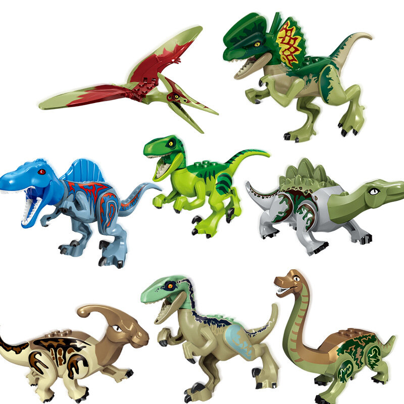 Kf822 frete grátis grande dinossauro blocos de construção velociraptor cinza tyrannosaurs rex modelo tijolos educação brinquedos para crianças presente