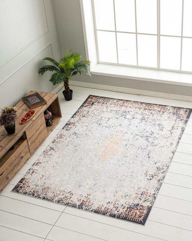 Pamuklife-alfombra de corredor con estampado moderno, modelo Vera Bronze, Base antideslizante lavable, decorativa de alta calidad de nueva generación