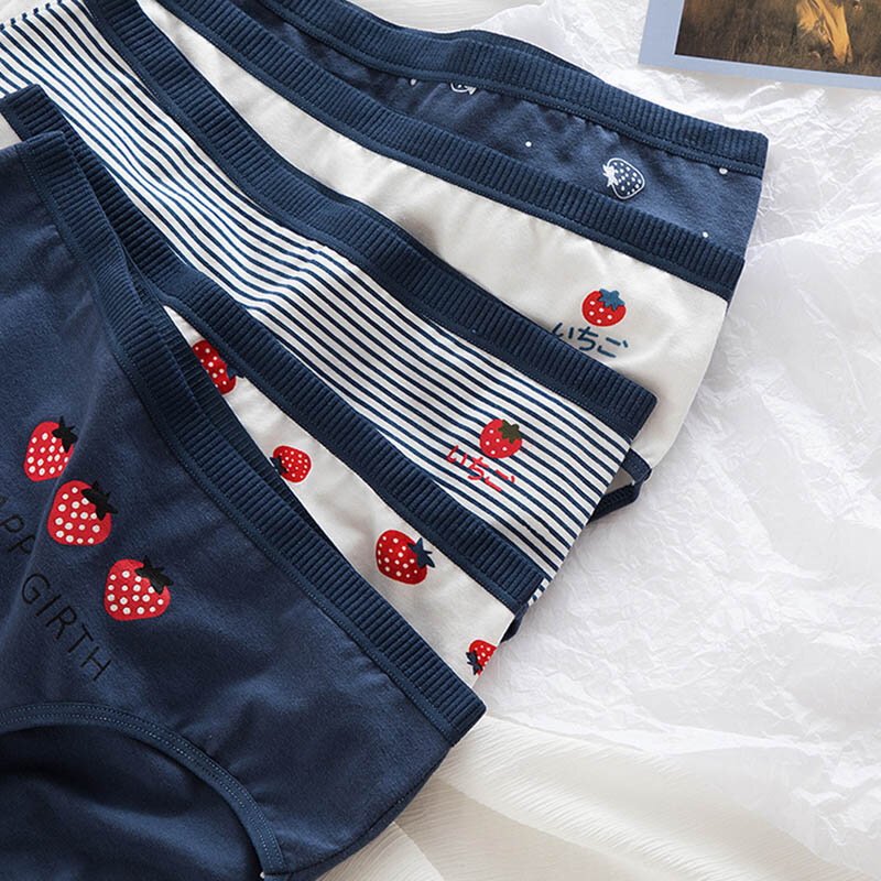 2022 Women's Cotton Underwear Japanese Cute Briefs Mid Waist Seamless Underpants Cute Cartoon Panties Female Cotton Lingerie