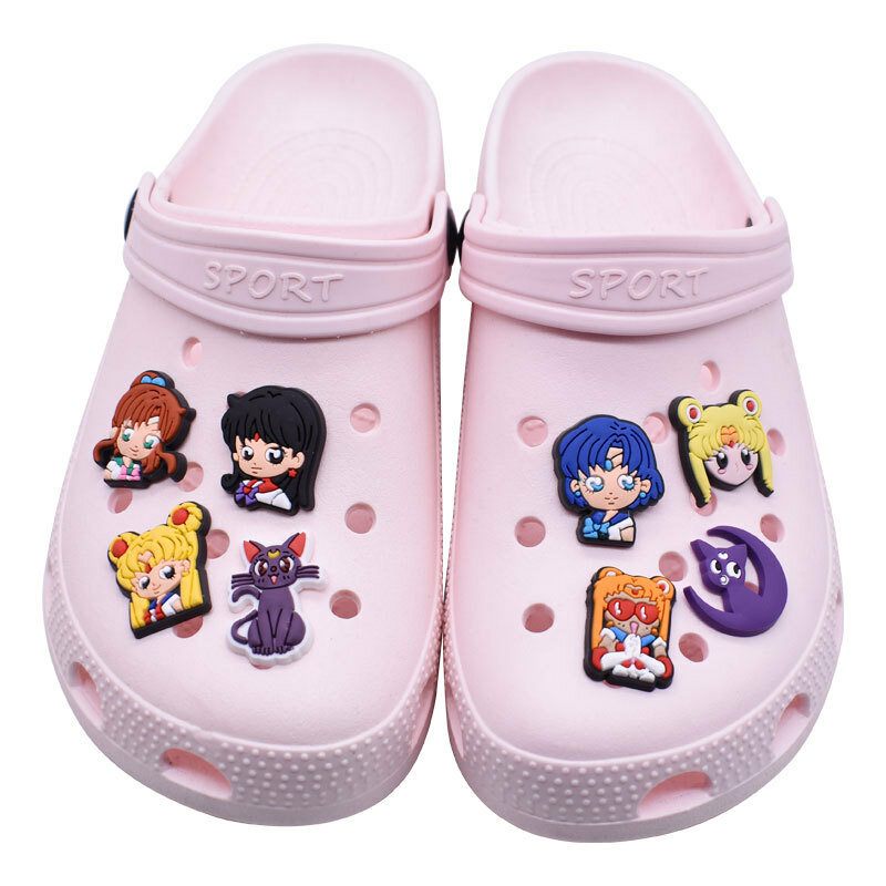 Enkele Verkoop 1Pcs Japanse Anime Pvc Schoen Charmes Sailor Moon Schoen Accessoires Klomp Decoratie Voor Croc Jibz Kids Party X-Mas Gift