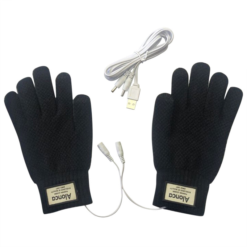 Зимние перчатки с подогревом для рыбалки на весь палец, портативные перчатки с электрическим подогревом и USB, ветрозащитные мягкие перчатки, Спортивная грелка для рук