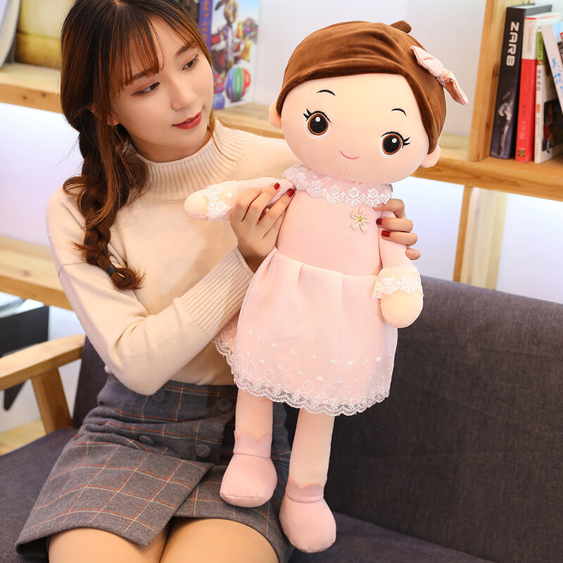 Lovely Cartoon Imitate Silk Skirt Girl Doll Super Soft stuffed Plush Toys Hold Pillow For Girls Kids Birthday Christmas Gifts