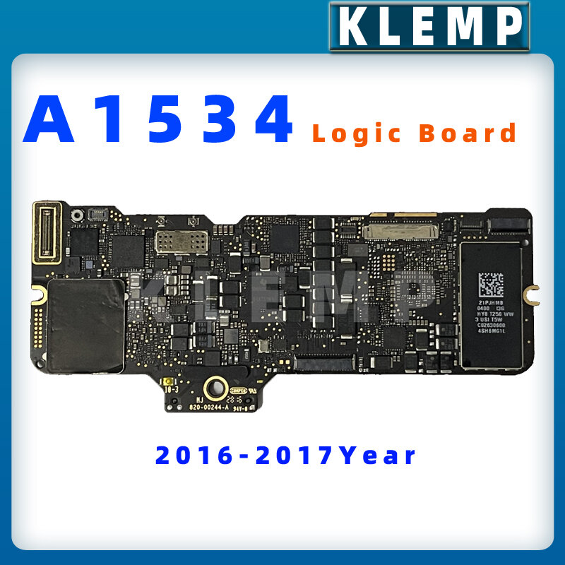 A1534เมนบอร์ด1.1G 1.2G 1.3GHz 256GB 512GB 820-00244-A สำหรับ Macbook Retina 12 "A1534 Logic บอร์ด2016 2017