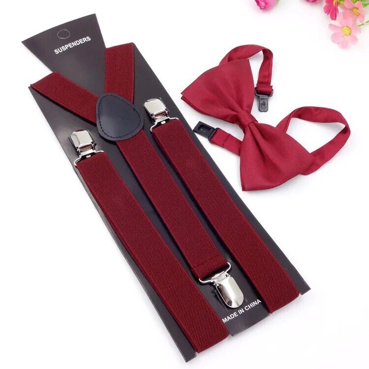 Mens Suspenders ผูกโบว์ชุดวงเล็บ Bowtie Y-Back คลิป Suspender Mens เข็มขัดรัด