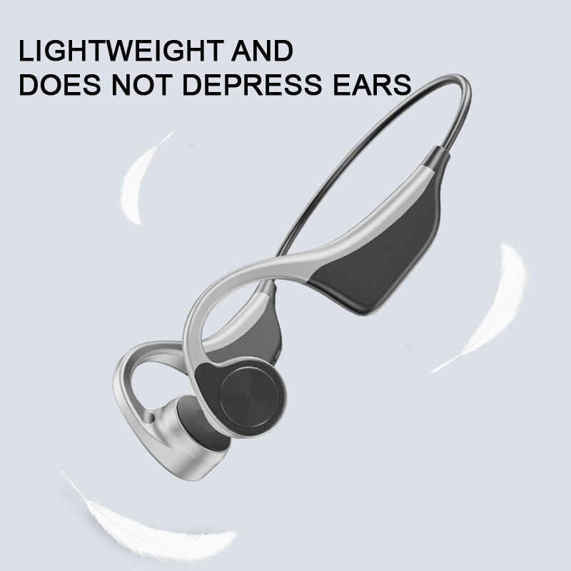 Adzuki Bean Sport Headphone Nirkabel Earphone Bluetooth Konduksi Tulang Asli dengan Kartu Memori HIFI Headset Musik Earbud Lari