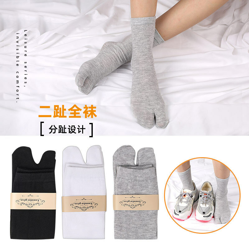 3Pairs/Lot Japanese Style Tabi Toe Socks Cotton Men Women Bamboo Fiber Deodorant Breathable Separate Kimono Flip FlopTwo Fingers