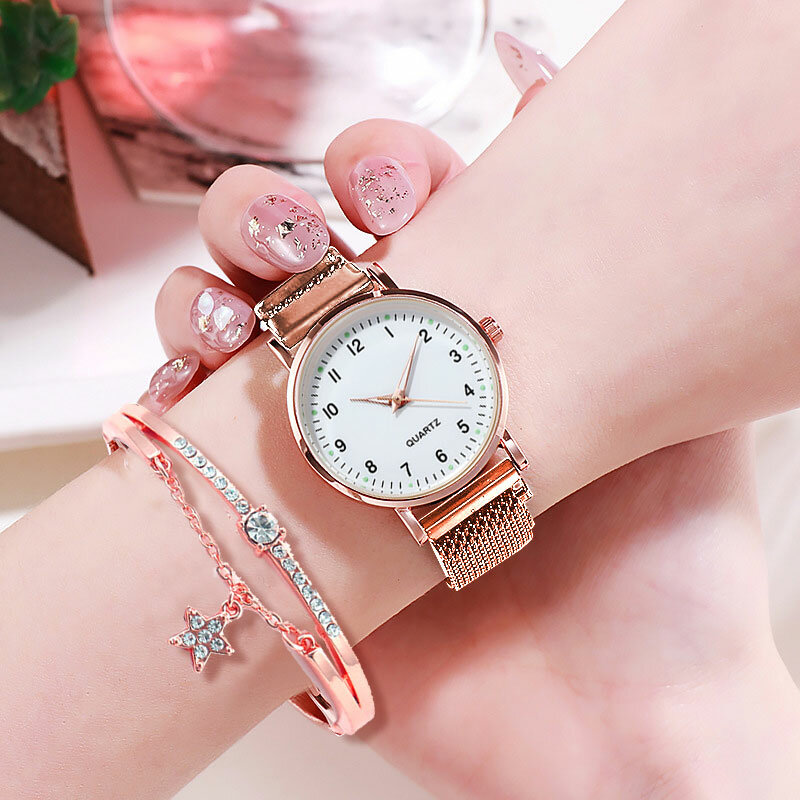 Pasek z siatki zegarek kobiety moda pasek ze skóry zegarki proste damskie małe pokrętło zegar kwarcowy sukienka na rękę Reloj Mujer