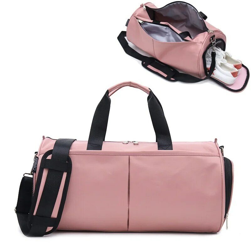 Woman Gym  Bags Women Fitness Sports Black Bag Customized Portable Travel Training Bag with Shoes Compartment