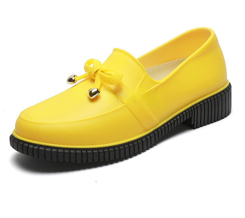 2022 novo bowknot botas de chuva mulheres tornozelo trabalho botas de água antiderrapante à prova dnon água de salto baixo sapatos de chuva de borracha jardim pvc galochas